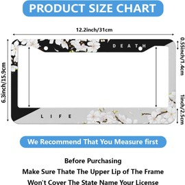 Death and Life License Plate Frame 2 Pack, Auto Car Accessories Front Rear License Plate Cover Holder Decoration Aluminum Car Tag Frame for Women Men 12.3 X 6.3 inch 2 Holes with Screws