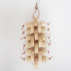 Fenteer Bird Toy Parrot Toy with Wood Beads Parrot Cage Bite Toy Parrot Chewing Toy for Lovebird Macaws Parrots Cockatiel Small Pets, Wood