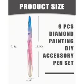 KGDUYC Set of 9 5D Diamond Painting Accessories Pen Set, Diamond Painting Accessory Pen, Dot Painting with Thread Metal Replacement Pen Heads, Drill Pen for DIY Painting, Nail Art, Craft, Drawing,