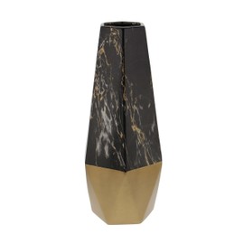 Deco 79 60751 Ceramic Marbling Vase, 18" x 7", Black/White/Gold