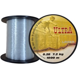LAZER LINE Ultra Monofilament Fishing Line 1000 m Diameter 0.28 mm Test 7.2 kg White Line - Carp Pike Zander Fishing - Spinner Fishing - Ground Fishing - Monofilament Fishing Tendon - Nylon Thread