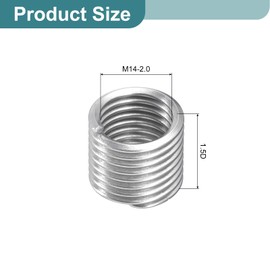 sourcing map 30Pcs Helical Threaded Inserts, M14-2x1.5D 304 Stainless Steel Threaded Socket, Thread Repair Insert for Plastic Wood Thread Repair