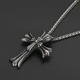 ZIYMU Double Cross Gothic Rosary Necklace, Men's, Women's, 2 Colors, 2 Sizes zm-p-038, Stainless Steel