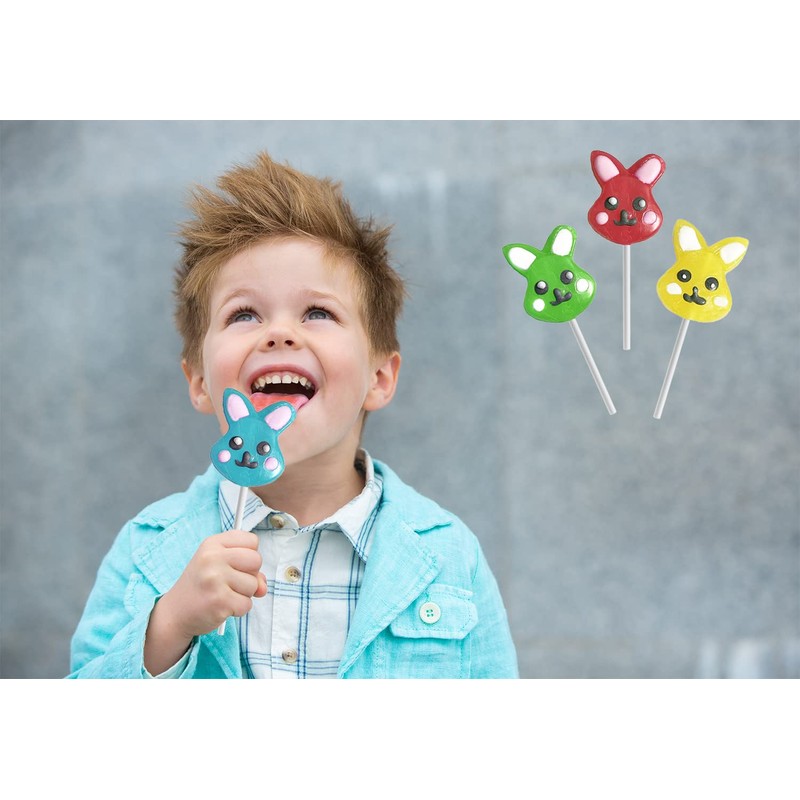 Fruidles Happy Easter Bunnies Lollipops Suckers, Colorful Easter Eggs, Yellow