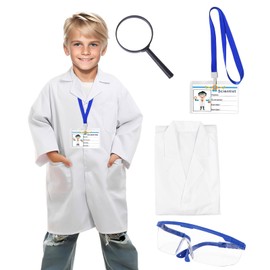 Formemory 110 Children's Lab Coat, Lab Coat, Halloween, Experiment, Costume, Children, Lab Cosplay, Lightweight, Breathable, Glasses, Comfortable, Magnifier, Boys, Girls, School Festivals, Events