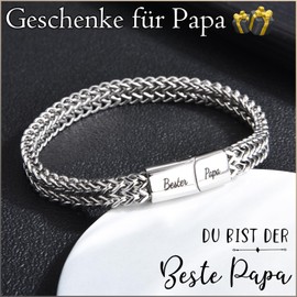 PDTU Gifts for Dad, Stainless Steel Bracelet with Engraving for Dad, Best Dad Bracelet, Gift for Dad, Bonus, Daddy to Become Dad for Father's Day, Birthday, Retirement, Christmas, Stainless Steel, No