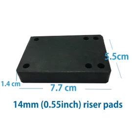 VJ Longboard Skateboard Riser Pads, Rubber, Set of 2, Size 3mm (1/8") 6mm (1/4") 12mm (1/2") 14mm Angle Wedge Riser Pads, Black (14mm)