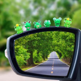 Cute Frogs Car Dashboard Accessories, Kurilai Funny Mini Frogs Car Ornament, Frogs Car Rearview Mirror Decorations, Car Interior Decor Fairy Garden Landscape Decor for Men Women (Green, 6pcs)