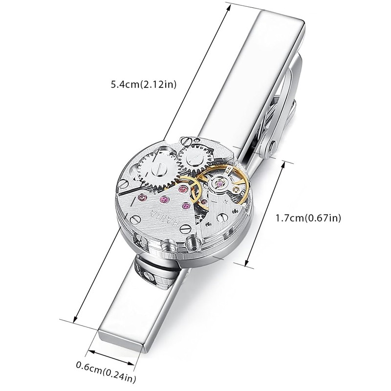 HONEY BEAR Men's Tie Clip Steampunk Clockwork Tie Clip 5.4