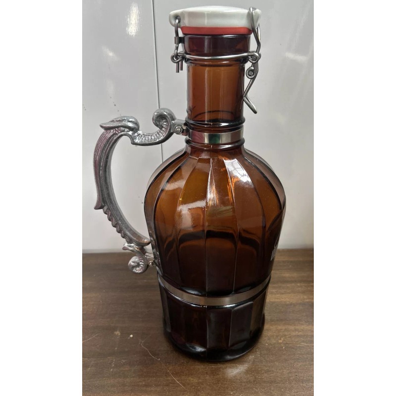 Muster Geschutzt 2L Amber Glass Beer Growler With Ornate Handle
