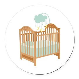 CafePress Crib with Sky Mobile 5.5" Round Car Magnet Magnetic Bumper Display