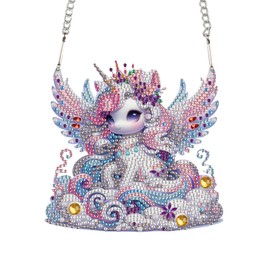 JZHYOAN DIY Unicorn Diamond Painting Pendant Home Decoration Pendant Gift Hanging Wind Chimes Gem Art Suncatchers Painting Acrylic Mosaic Window Ornament for Office Living Room Garden Decor Gift