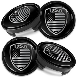 Compatible with Ford Wheel Center Caps Alloy Hub Centre Rim Cover Badge 54mm USA Flag Silver Black CF 2