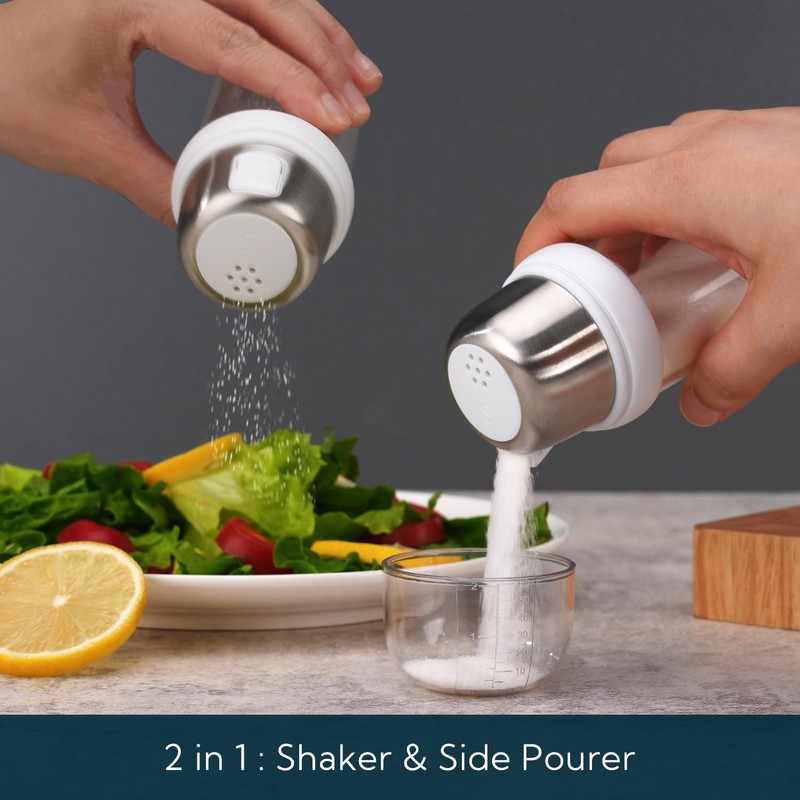 KTCHENDAO 2 in 1 Glass Salt Shaker with Side Pour