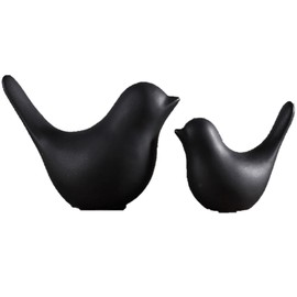 SAKIRABITO Figurines Interior Scandinavian Birds Large and Small Set of 2 (Black)