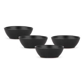 Stone lain Weave Stoneware Dish Set, 4 Bowls, Abigael - Black