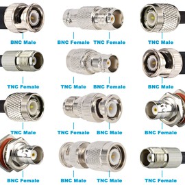 onelinkmore 4-Piece BNC to TNC Adapter Kit, BNC Male/Female to TNC Male/Female RF Coax Connector Set, 50 Ohm Test Converter for Oscilloscope, GPS GNSS Survey Antenna, Ham Radio