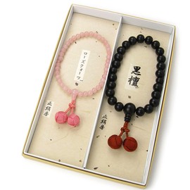 念珠 Hall < Made in Japan Mala Set > Ebony Both dressytailor Tassels Color Brown/Red Crystals (Rose Quartz) Tassels Color Coral [Wisps Cell Rosary with Case] Bag When You Can, We Can Have If You Do Not kusyakusya Durable For Men And Women Handmade Rosary S
