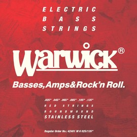 Bass Strings, 25-135,Red 6 String Set, Stainless Steel