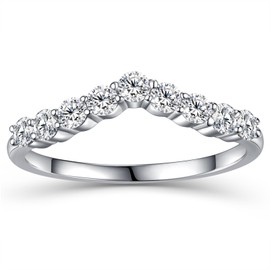 GSLAOZ Moissanite Wedding Band for Women, 0.54 ct D Color VVS1 Sterling Silver Rings Half Eternity Moissanite Stackable Engagement Ring Anniversary