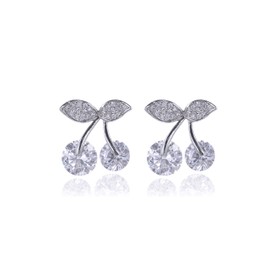 White Gold Plated Cherry Stud Earrings for Women Fruit Earring for Women Hypoallergenic Earring Charm Tassel Drop Stud Earrings