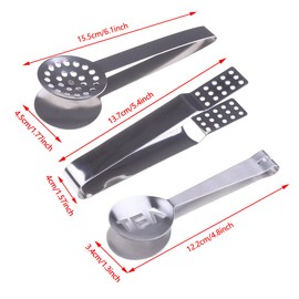 Haishell 3 Pcs Stainless Steel Tea Bag Tongs Teabag Squeezer Strainer Holder Grip Metal Spoon Mini Sugar Clip Kitchen Bar Tools