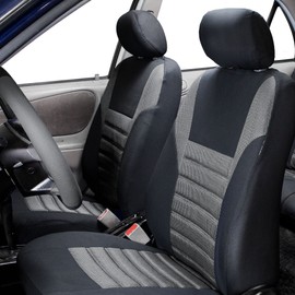 FH Group Automotive Car Seat Covers Full Set Premium 3D Air Mesh Gray and Black Seat Covers, Airbag Compatible and Split Bench Cover Universal Fit Interior Accessories for Cars Trucks and SUVs