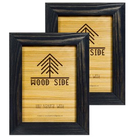 Rustic Wooden Picture Frames 8x10 - Black Charcoal - Set of 2 - Natural Eco Solid Wood and High Definition Real Glass for Wall Hanging and Tabletop Photo Frame