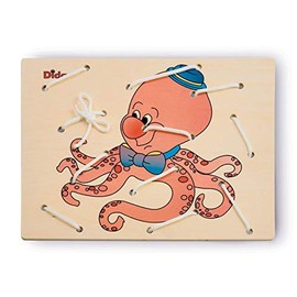 Dida - Schnürspiel Krake - Das Fädelspiel Mit Schnürsenkel Zur Förderung Der Feinmotorik Der Kinder - Aktivitäten Montessori Für Kindergärten und Vorschulen