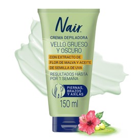 Nair Crema Depiladora Corporal Vello Grueso y Oscuro 150 ml. Probada por Dermatólogos con Ingredientes Naturales Piel Suave y Tersa hasta por 1 Semana