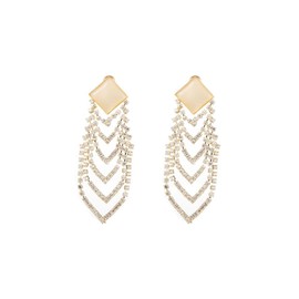 DIAMANTIO 18K Gold Plated Crystal Chevron Drop Earrings for Women – Elegant Statement Dangle Earrings with Square Stud and V-Shaped Rhinestone Design – Lightweight and Hypoallergenic Jewelry for Parties, Weddings & Gifts