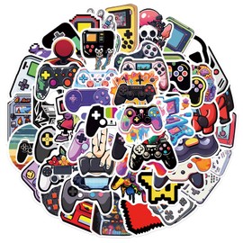 Pack of 50 Stickers for Game Controller, Cartoon Gamepad Stickers, Cartoon Game Controller Vinyl Stickers, Suitable for Children, Teenagers, Adults (A)