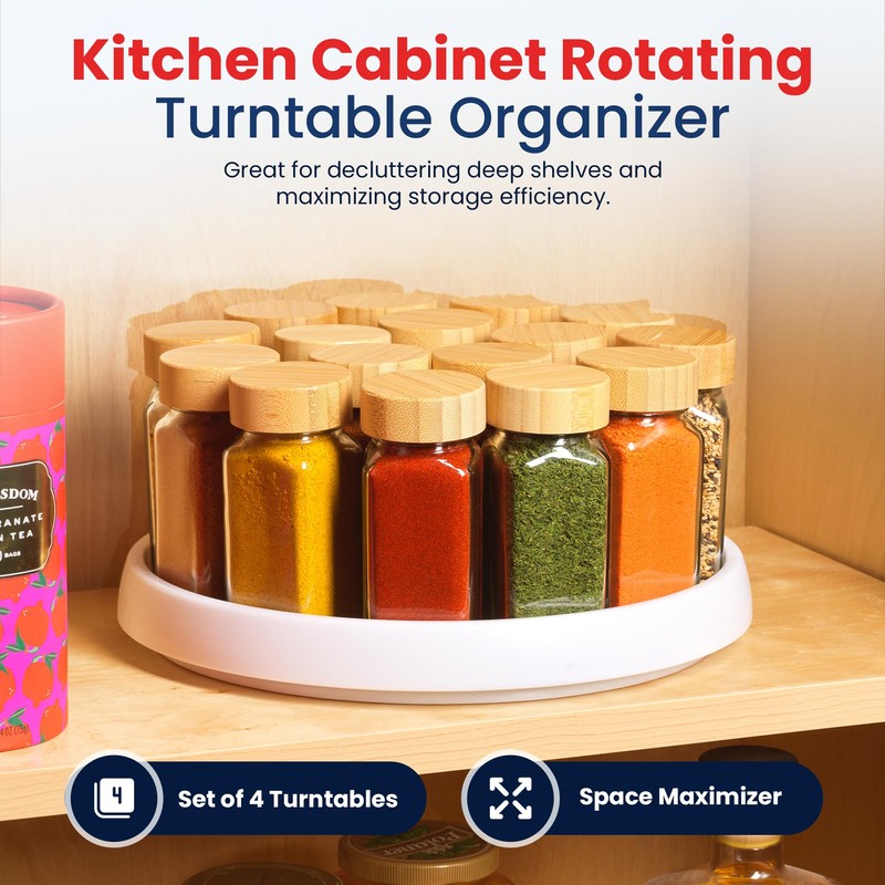 Oizeir Lazy Susan Organizer Set of 4, 10 Inch Non-Skid
