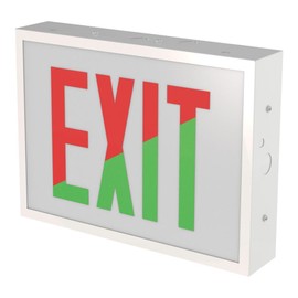 Lithonia Lighting Indura TCE Exit Sign with LED Light Source, Steel Construction, Switchable Red and Green Colors, Double Face Option, Ni-MH Battery Backup, White