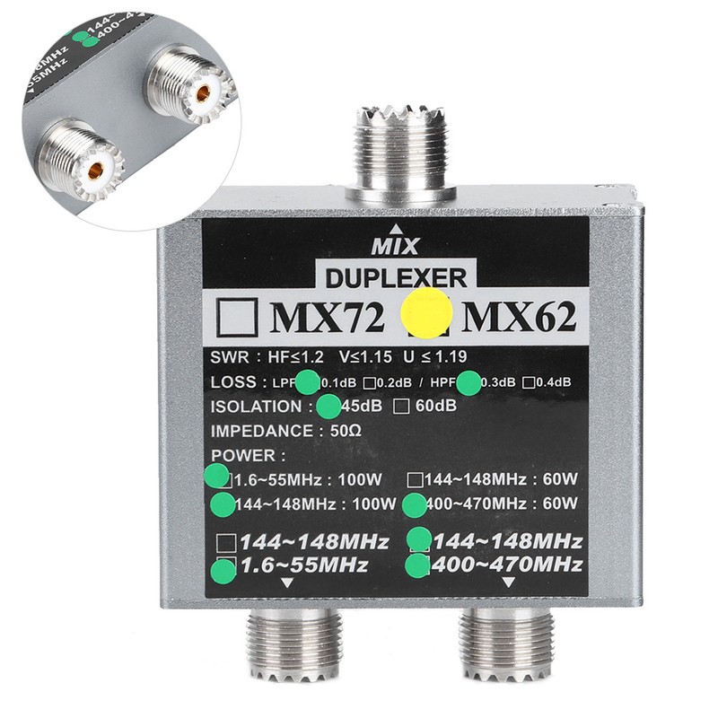 MX62 VHfUHF Duplexer 144148MHz 400470MHz Different Frequency Indoor Antenna Combiner