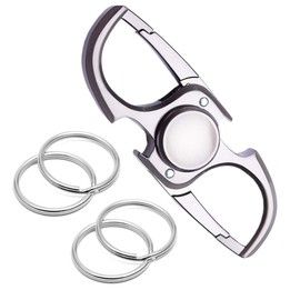 LingLang Key Chain, Carabiner, Hook, Keyring, Metal Fittings, Made of High Quality Zinc Alloy, 360 Degree Rotation, Simple Design, Men's, Women's, Silver, 4 Rings