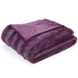 Cheer Collection Ultra Soft Fuzzy Faux Fur Throw Blanket, Hypoallergenic Classy Modern Decor Reversible Throw for Chair Couch Bed Sofa (86" x 86") Purple