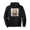 Leopard With Succulents Around Boho Style Graphic Pullover Hoodie