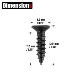 JQK #6 x 1/2" Black Screw, Flat Head Phillips Wood Screw 18-8 S/S Electroplating Black Stainless Steel, #6 x 1/2-Inch, 100-Piece, SB3514-P100