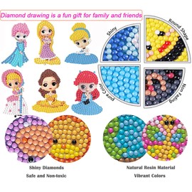 5D Diamond Painting Sticker Set for Children, DIY Cartoon Animal Painting Animals Diamond Sticker Kit [Diamond Pictures for Children] Diamond Painting Kits for Stickers Colour Girl Boy Birthday Gift