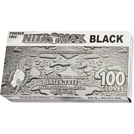 Nitromax Powder Free Black Nitrile Examination Gloves Latex Free 100 Gloves (Small #1082)