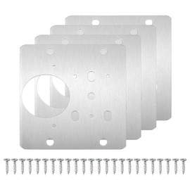 uxcell Cabinet Hinge Repair Plate, 4 Set 85mm/3.35" Stainless Steel Kitchen Cupboard Door Hinge Repair Plate Kit Includes Fixing Screws for Wooden Kitchen Cabinet Doors, Silver