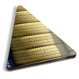 1 x Triangle Coaster - Race Track Tyres Racing Car Cork Backed MDF Glossy Tea Coffee Accessory #51840