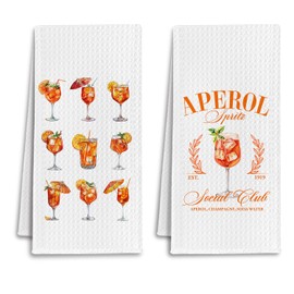 IRTAGANNY Aperol Spritz Lover Gifts Kitchen Towels, Gifts for Cocktail Lovers, Aperol Spritz Cocktail Dish Tea Hand Towels for Kitchen Bar Cart Decor, 16x24 Inch Set of 2
