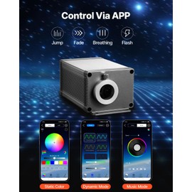 VEVOR Starlight Headliner Kit, 450 pcs 0.03 in 9.8 ft, 16W Twinkle Fiber Optic Star Ceiling Lights for Car, Bluetooth APP, Remote Control, Sound Activated, RGBW Light Engine, for Home Bed Room Decor