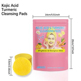 Pack of 40 Turmeric Kojic Acid Cleansing Pads, GCVSE Turmeric Kojic Acid Cleansing Pads - Cleansing and Exfoliating to Improve Skin Dullness and Balance Skin Fat and Water
