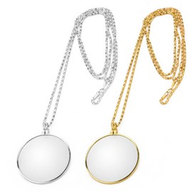 2 x Magnification Glass, Monocle Costume, 5 x Monocle Magnifying Glass with Necklace, Hanging Magnifying Glass Chain for Monocle, Necklace Magnifying Glass Pendant Glass Lens, Portable Magnification