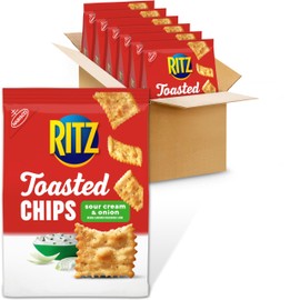 RITZ Toasted Chips Sour Cream and Onion Crackers, Party Snacks, Bulk Snacks, 6 - 8.1 oz Bags