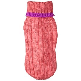 Fashion Pet Classic Cable Dog Sweater, Pink, XXX-Small