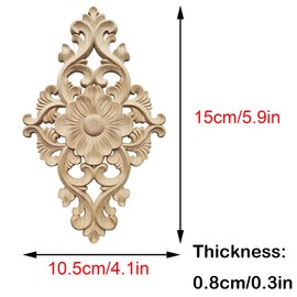 Hezhou Wooden Carved Corner Onlay Applique Carved Furniture Appliques Carving Ornament Applique Frame Ornament Wall Ornaments Wooden Applique Ornament Onlay Applique Frame 15 x 10.5 x 0.8 cm Pack of 4